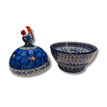 D65 Bunzlau Kip bewaarschaaltje U408 Unikat D65 Bunzlau Kip bewaarschaaltje U408 Unikat